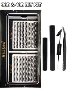 Asiteo 360 Cụm DIY Nối dài mi Bộ dụng cụ - Dây da roi Các cụm Với Và Niêm phong Keo dính Để loại bỏ Dây da roi Cái nhíp 30 40D Dây da roi Các cụm C Uốn xoăn Lông mi đơn  Bộ dụng cụ - Nhiều màu - Xem 9