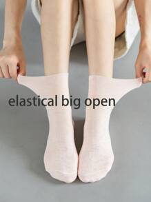 5pairs Women's Plus Size Wide Mouth Double Knitted Mid-Calf Socks, Suitable For People With Thicker Ankle