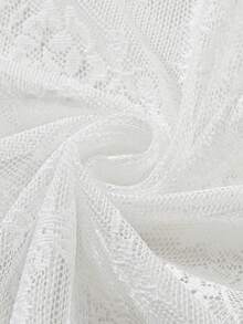 2入組帶有花邊的花邊裝飾窗簾,適用於廚房、陽台、鞋櫃和書櫃 - 白色 - 查看 2