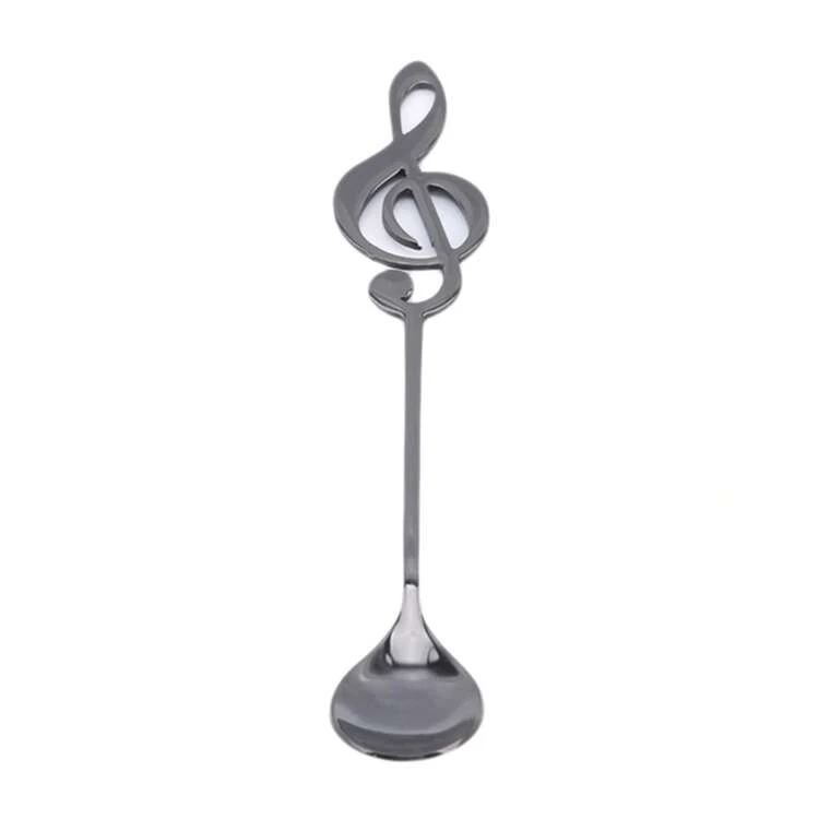 1 pieza Cuchara elegante y versátil de acero inoxidable - Diseño de nota musical para café y postre, ideal para cualquier ambiente - Multicolor - Añade 15