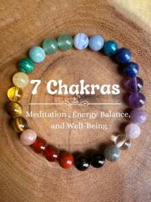 1條天然石珠手鍊帶來好運、財富、健康,男女新年禮物,包含綠孔雀石、虎眼石、水晶和紫色水晶 - 彩色 - 查看 11