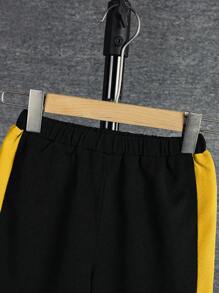 Purechapter Tween Boy Casual 2-Piece Set, 3-Color Block Crew Neck Short Sleeve Top And Athletic Shorts - Yellow - View 6