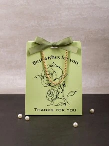 2入/10入/組婚禮派對禮物糖果餅乾包裝袋/盒子帶絲帶（包括賀卡、盒子和禮品袋） - 青碧色 - 查看 6