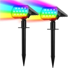 JOESTAR Solar Color Changing Lights Outdoor, Multi-Color RGB Solar Landscape Spotlight, IP65 Waterproof Solar Powered Garden Lights, Solar Spot Lights For Pathway Tree Garden - Black - View 1