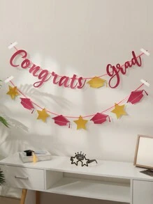 Banner De Decoración De Congrats Grad, 1 Set (1 Pieza) - Azul - Ver 4