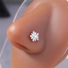 1入組鑽石鈦鋼鑲嵌雪花形鼻釘,l型骨鼻針身體珠寶 - L058 - 查看 11