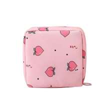 1 pièce Mignon Sac de rangement de serviettes hygiéniques portable à dessin animé en tissu pur grande capacité, sac de maquillage, pochette de soin de la peau, trousse de toilette, cube d'emballage, essentiels de voyage, essentiels de croisière, essentiels de dortoir, cadeaux pour demoiselles d'honneur, cadeaux pour maman, cadeaux d'anniversaire, cadeaux pour amis et enseignants, décoration de maison, décoration de salle de bain, salon, chambre à coucher, organisateur de salle de bain, organisateur de bijoux, organisateur d'huile à lèvres, organisateur de vernis à ongles