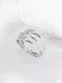 1個時尚女性派對prom半圓開口戒指 - 銀色 - 查看 1