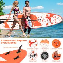 335cm X 76cm X 16cm 11FT Inflatable Paddle Board, Stand Up Paddleboards With Non-Slip Deck, Adjustable Paddle, Hand Pump And Backpack - Coral Orange - View 6