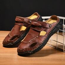 Men's Anti-Slip Outdoor Sandals, Dual-Use Beach Slippers, Wear-Resistant Soft-Sole Sandals For Men, Retro Asymmetric Pattern Created By Special Craftsmanship - Burgundy - View 9