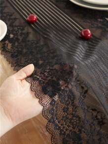 1 Máy Tính Lãng Mạn Pháp Ren Hoa Bàn Chạy Cho Đám Cưới Nhà Bếp Phòng Ăn Trang Trí - màu đen - Xem 7