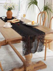 1 Máy Tính Lãng Mạn Pháp Ren Hoa Bàn Chạy Cho Đám Cưới Nhà Bếp Phòng Ăn Trang Trí - màu đen - Xem 1