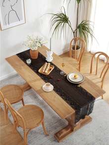 1 Máy Tính Lãng Mạn Pháp Ren Hoa Bàn Chạy Cho Đám Cưới Nhà Bếp Phòng Ăn Trang Trí - màu đen - Xem 4