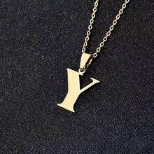 1條經典男士26個鍍金英文字母韓國版簡約項鍊 - 26個字母[金色] - 查看 35