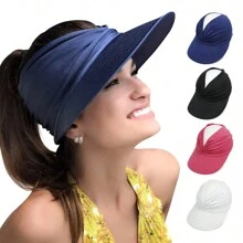 1pc Women's Solid Color Outdoor Sports Anti-Uv Sun Hat, Spring, Summer, Autumn, Cute Sunscreen Cap