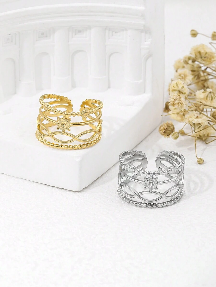 One Piece High-End Sense Ring, Open Ring Design Women's Fashion Accessory - Snowflake - View 1