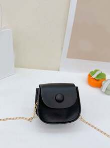 1pc Fashion Kids Children PU Leather Shoulder Bag Lovely Baby Girls Mini Chain Purse Cute Princess Crossbody Bag - Black - View 4