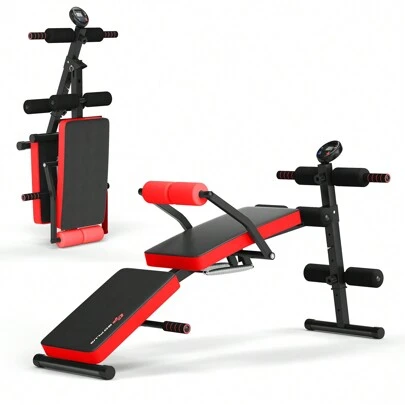 Adjustable Weight Bench, Folding Strength Training Benches With LCD Monitor, Home Gym Office Workout Fitness Sit Up Board