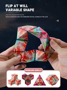 1 件 3D 几何魔方玩具：磁性可变换成多种形状、压力拼图、无限思考、缓解烦躁、磁性积木、磁性游戏、磁性玩具 - 百變魔術方 - 查看 4