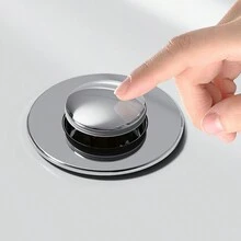 Tapón de sumidero para lavamanos, 1 pieza / 2 piezas / 4 piezas tapones de drenaje para lavabo, tipo emergente con filtro anti-olor y malla para colador - Plateado - Ver 4