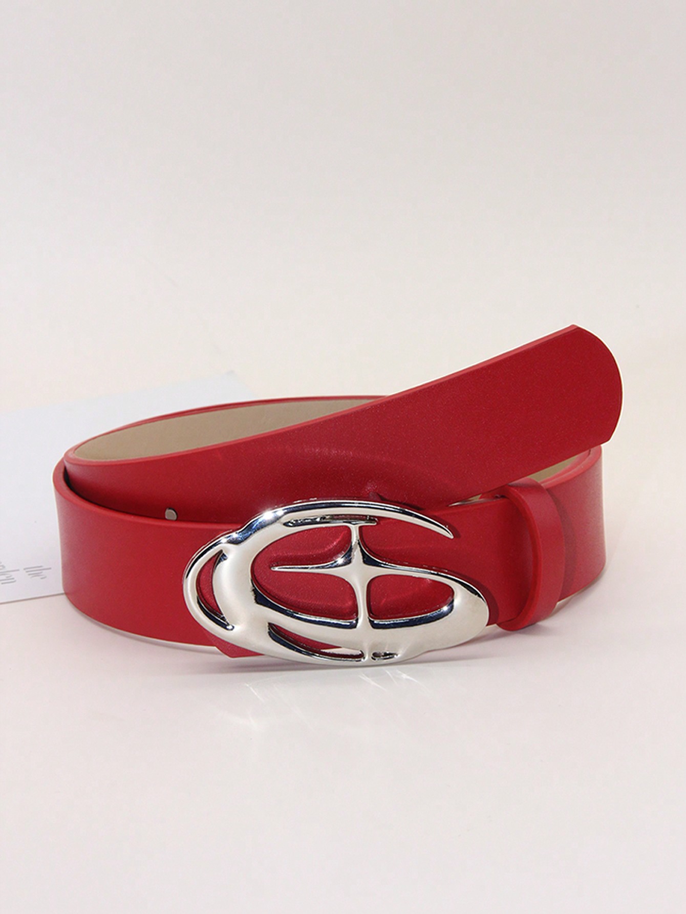 Leather belt with star buckle