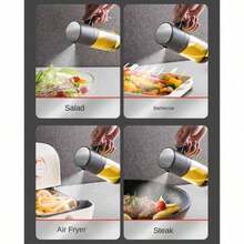 250ml Sodium Calcium Glass Round Kitchen Oil Dispenser Bottle With Filter, Scale Line Markings, Suitable For Various Types Of Oil, Air Fryer, Cooking, Salad, Bbq, Home Kitchen Essential Tool - Dark Grey - View 6