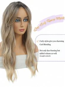 Hair Toppers For Women 20inch Wavy Hair Toppers For Women Toppers Hair Pieces For Women With Thinning Hair Ombre Dark Blonde Synthetic Wiglets With Fringe Bang Add Hair Volume - Ombre - View 3