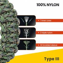 Cuerda Paracord De Nylon Al 100% 4mm 550lbs De 7 Cuerdas Tipo Iii, Cuerda Paracaídas De Supervivencia - Camuflaje Jager - Ver 4