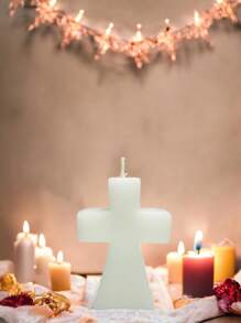 Vela de cruz, vela de cruz blanca, vela recuerdo, vela artesanal, vela para decorar - Blanco - Ver 4