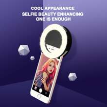 Usb Rechargeable Mini Led Selfie Ring Light For Phone Photography - Pink - View 1