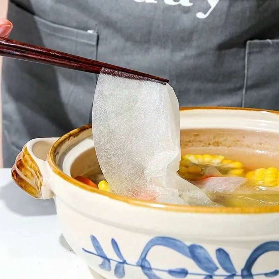 12片装一次性汤吸油纸食物汤吸油卫生过滤纸厨房小工具配件 - 白色 - 查看 1