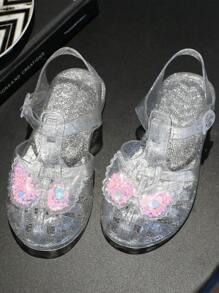 時尚嬰兒涼鞋,優雅公主平底沙灘鞋,適合夏季戶外穿著 - 銀色 - 查看 5