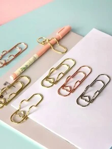 6入組多色多功能愛心金屬筆夾紙夾,批發手帳配件筆扣曲針固定座筆夾掛零,多功能金屬筆夾紙夾,日記配件筆扣曲針寫作固定座筆夾掛零 - 彩色 - 查看 3