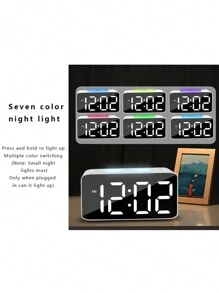 1PC Multifunctional RGB Electronic Alarm Clock, Desktop LED Digital Clock, Bedside Plug In Luminous Clock (ABS Material, USB Power Supply For Use; Not Included With Plug) - Black - View 7