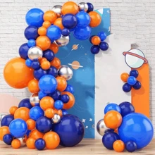 103入組藍橙色乳膠氣球套裝,太空主題派對,生日派對,假日家居,畢業氣氛,背景裝飾,派對裝飾用品 - 寶藍色 - 查看 1