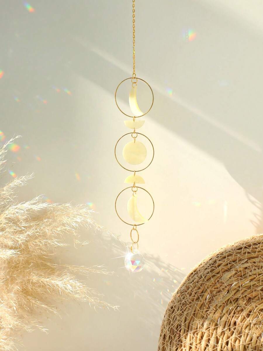 1pc Crystal Moon Suncacher Colorful Crystals Suncatcher Hanging Sun
