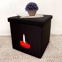 Taburete de Almacenamiento Cubo Plegable con Luz LED Taburete Asiento de Almacenamiento Reposapiés de Pecho de Almacenamiento Cuadrado Banco Almacenamiento de Tela - Rojo - Ver 2