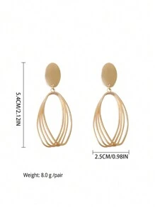 2pcs Lightweight Tear Drop Shaped Dangle Earrings With Gold-Tone Pendant For Daily Commuting