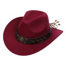 1pc Bull Head Western Cowboy Knitted Hat Gunslinger Felt Cowgirl Unisex Cap With Drooping Brim, Jazz Hat, Horse Riding Hat, Outdoor Camping Warm Gift Hat, Personalized Jazz Hat,  Knitted Hat, Retro Hat, British Style Performing Dance Matching Prop, Adult Texan Cowgirl Hat Fancy Dress Party Accessory Country Western Rancher Jazz Panama Hats Godfather Cap