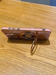 1入金鍍實色加厚防跌高端時尚奢華手機殼，帶環扣，磁吸功能，軟質套，適用於蘋果手機 - 粉色 - 查看 4