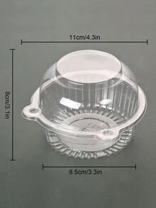 10 Piezas/20 Piezas/30 Piezas Caja De Embalaje Para Postres Linda Con Oso De Dibujos Animados, Bandeja Para Cupcake Con Muffin, Caja De Embalaje De Un Solo Compartimento Transparente - transparente - Ver 2