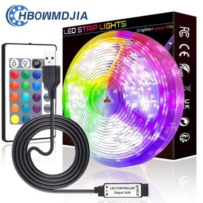 LED Lights For Bedroom 3FT-100FT,With 24key Remote Control,Can Adjust Color And Adjust Brightness,The Length Can Be Cut, Easy To Install, Suitable For Home Decoration, Bedroom Atmosphere Light, Fun Light, Holiday Party Atmosphere Lights