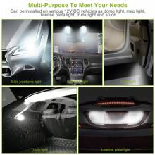 10Pcs 12V T10 LED Light Bulb Wedge Base Interior Dome Map LED Lights License Plate Trunk Side Positioning Lights 6000K White