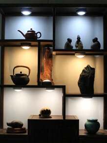 3 6 件/套 LED 橱柜灯带遥控器 3 色灯定时器调光圆盘灯 AAA 电池电源适用于酒柜地板壁橱卧室厨房照明