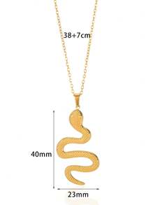 Stainless Steel Snake Necklace For Women Men Gold Color Zodiac Animal Pendant Necklace Fashion Jewelry Gift - Yellow Gold - View 19