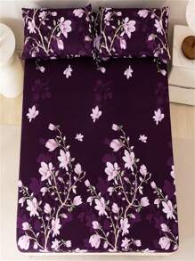 3入組花卉印花床單被套,1條床單和2個枕套（適合30cm的床墊） - 桃花 - 查看 5