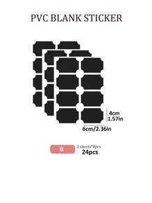 黑色PVC空白貼紙，可重複使用擦拭、防水、帶膠，家用廚房收納分類標籤材料，用於烘焙和甜點包裝貼紙，可命名保質期和使用期限，適用於玻璃瓶和調味品瓶，提供多種尺寸和形狀：24片/30片/36片/45片禮品袋用 - 黑色 - 查看 10