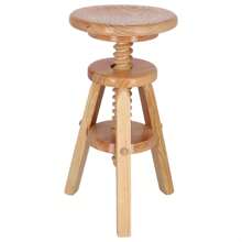 Well Home MOBILIARIO & DECORACIÓN Taburete giratorio redondo en madera, acabado en barniz, 29x29x64 cm - Camel - Ver 3