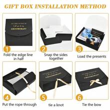 Elegant Groomsmen Boxes - Set Of 8, 10.6x7.9x3.1 Inch Groomsman Gift Boxes With Card And Ribbon, Perfect For Groomsmen Proposal - Black - View 6