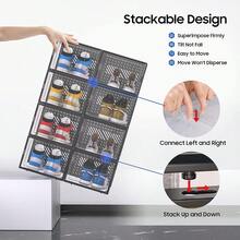 6packs Shoe Storage Boxes, Clear Plastic Stackable Shoe Organizer For Closet, Shoe Box With Magnetic Door, Foldable Shoe Storage Bin, Sneaker Storage Box Shoe Rack Container Holder - Black - View 5